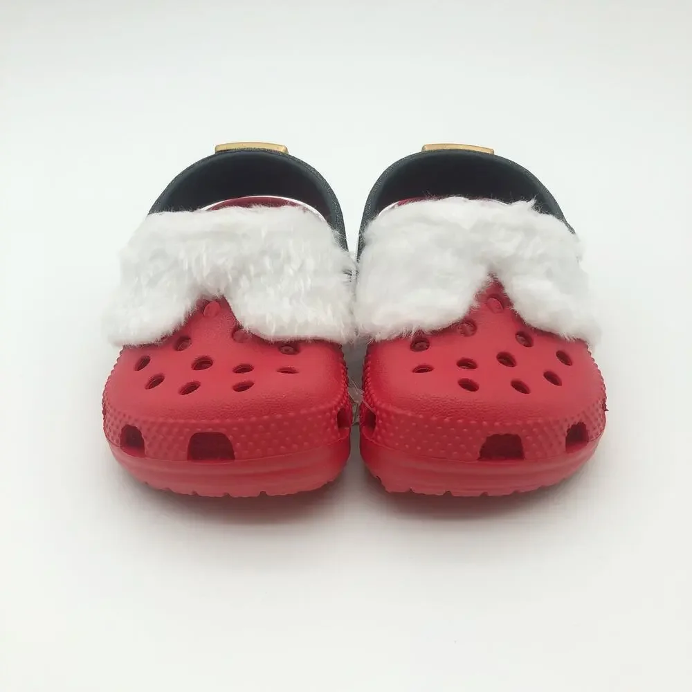 Crocs Baby Santa Classic Clogs Infant Size 2-3 Festive Red White Black NWT